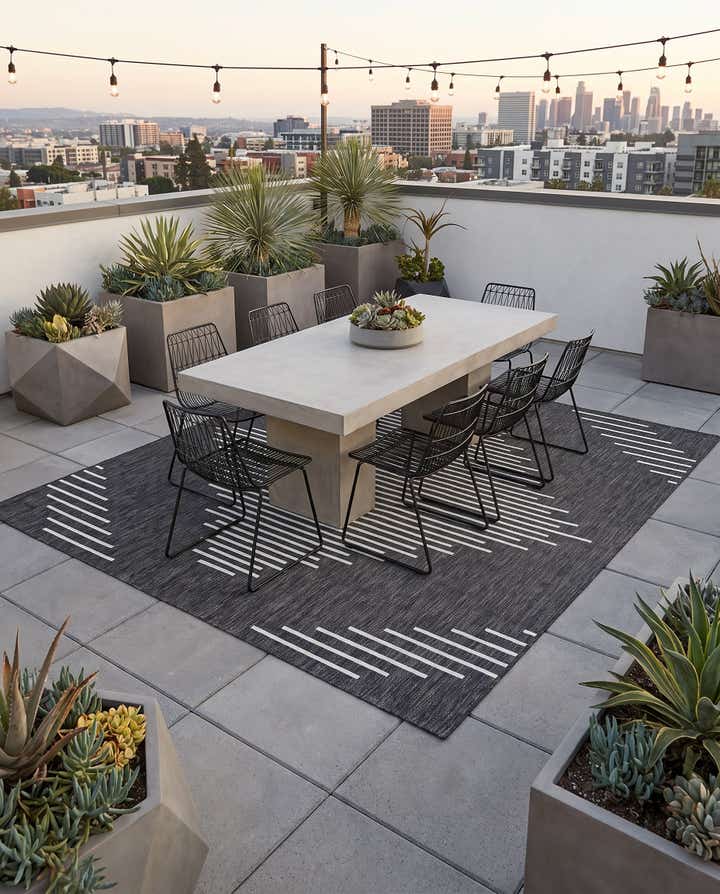 10' x 10' Easy-Clean Modern Indoor / Outdoor Square Rug