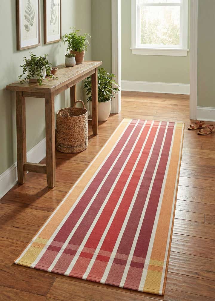 2' 7 x 10' Easy-Clean Striped Indoor / Outdoor Runner Rug