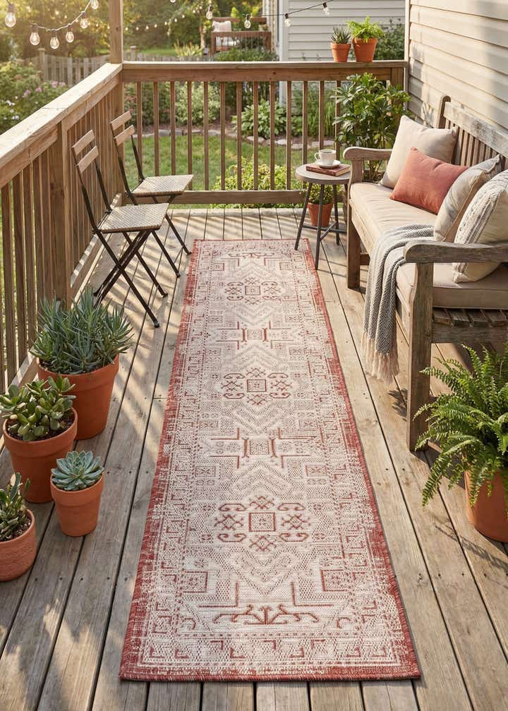 2' x 8' Easy-Clean Aztec Indoor / Outdoor Runner Rug