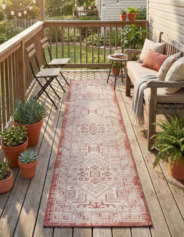 Detail image of  2' x 8'  Washable Aztec Indoor / Outdoor Runner Rug