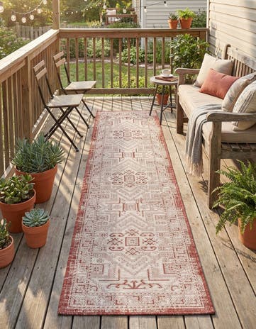 2' x 8' Easy-Clean Aztec Indoor / Outdoor Runner Rug