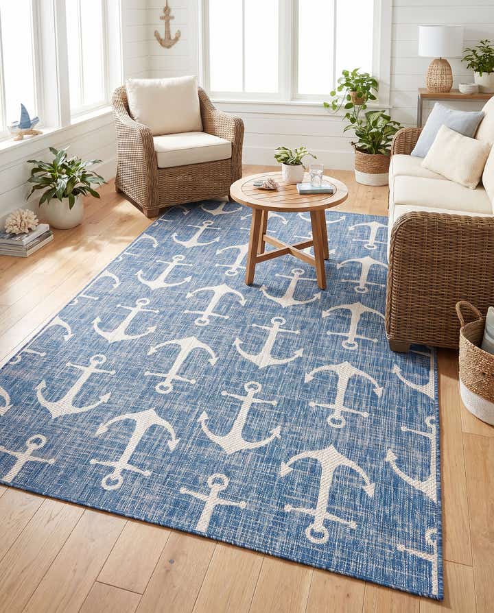 5' 3 x 8' Easy-Clean Coastal Indoor / Outdoor Rug