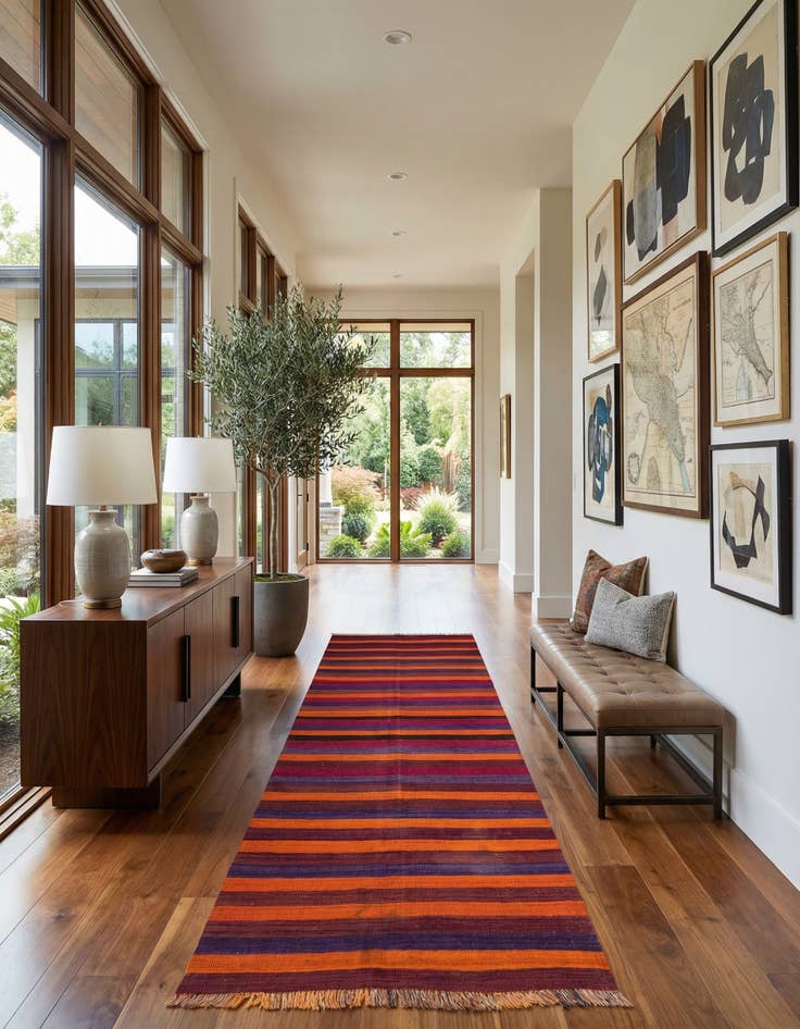 Detail image of 4' 9 x 12' 3  Hand Woven Kilim Fars Wool Runner Rug