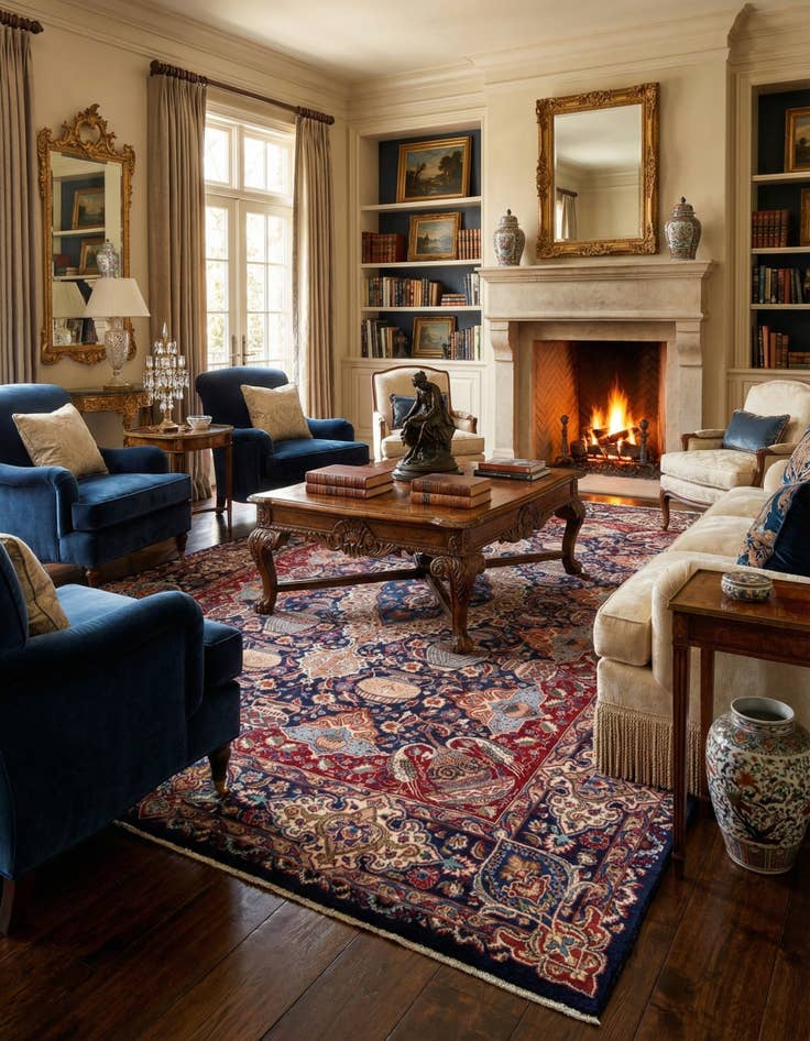 Detail image of 9' 4 x 13' 1  Hand Knotted Kashmar Persian Wool Rug