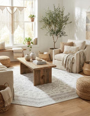 Cream Oxford Octagon Rug