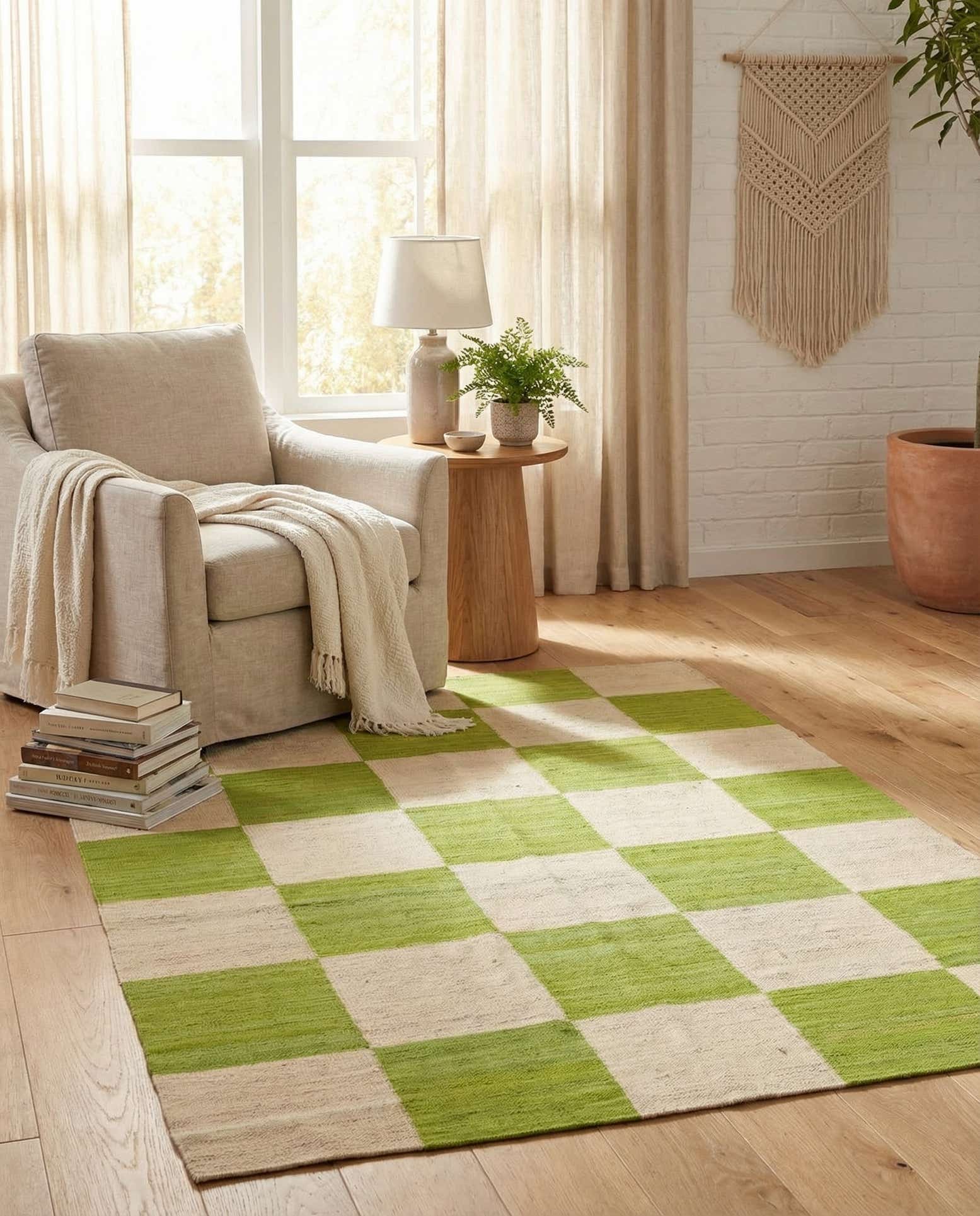 4' 3 x 5' 8 Hand Woven Kilim Modern Wool Rug