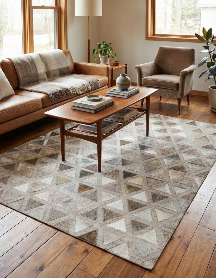 Detail image of 4' x 5' 10 Cowhide Leather Rug