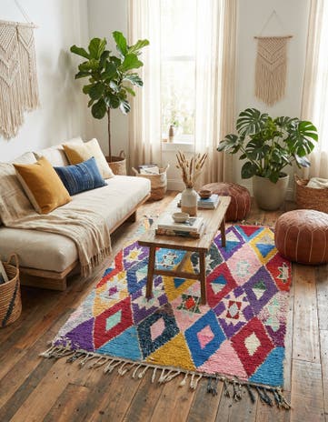 3' 3 x 6' 3 Hand Knotted Moroccan Wool Rug