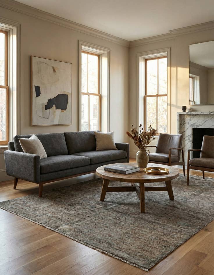 Detail image of  5' x 6' 7  Hand Knotted Modern Ziegler Rug