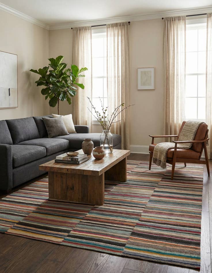 Detail image of 5' 6 x 7' 10  Hand Woven Kilim Modern Wool Rug