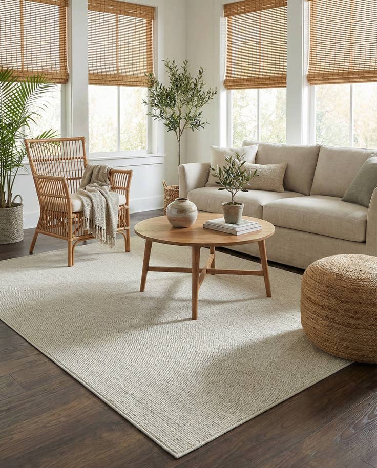 Detail image of 5' 3 x 8' Easy-Clean Solid Indoor / Outdoor Rug