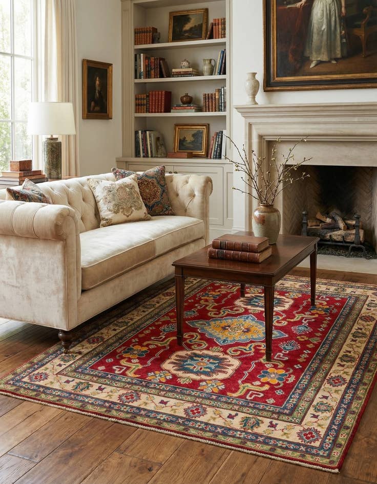 Detail image of 5' x 6' 6  Hand Knotted Kazak Rug