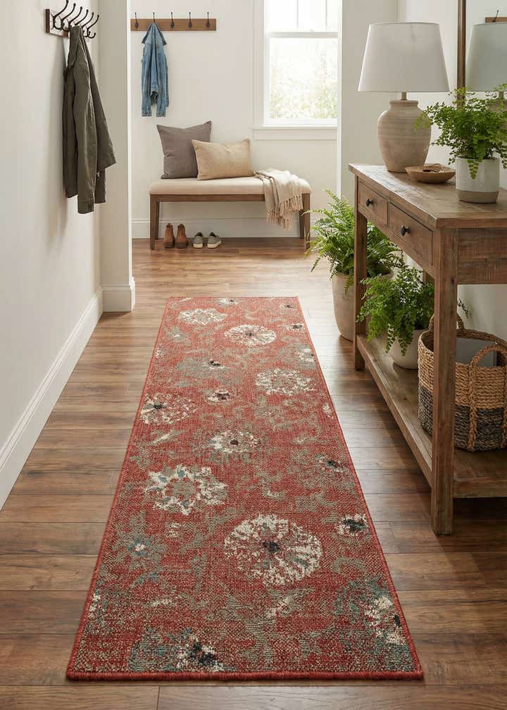 2' x 6' Easy-Clean Botanical Indoor / Outdoor Runner Rug