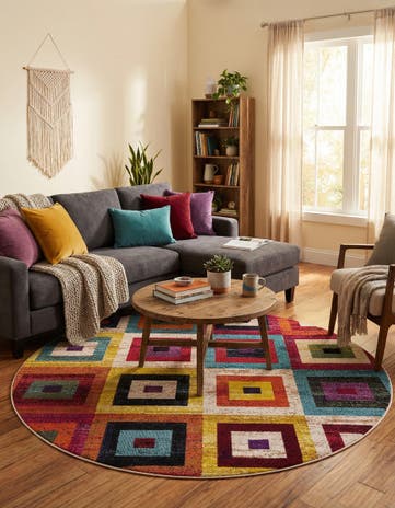 Washable Hyacinth Round Rug