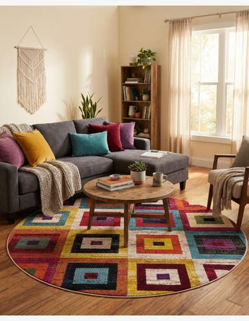 Washable Hyacinth Round Rug