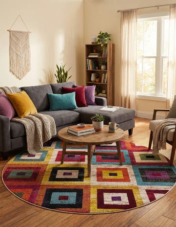 Washable Hyacinth Round Rug