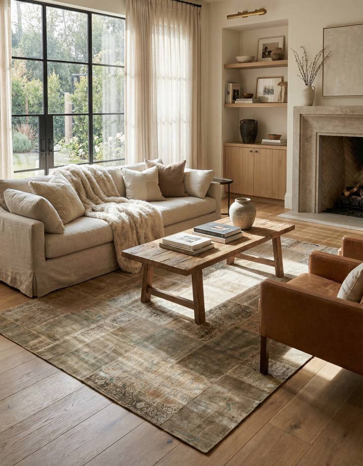 Detail image of  8' x 9' 8  Hand Knotted Ultra Vintage Persian Wool Rug