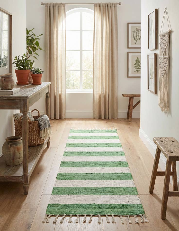 Detail image of 2' 2 x 10'  Hand Woven Chindi Rag Runner Rug