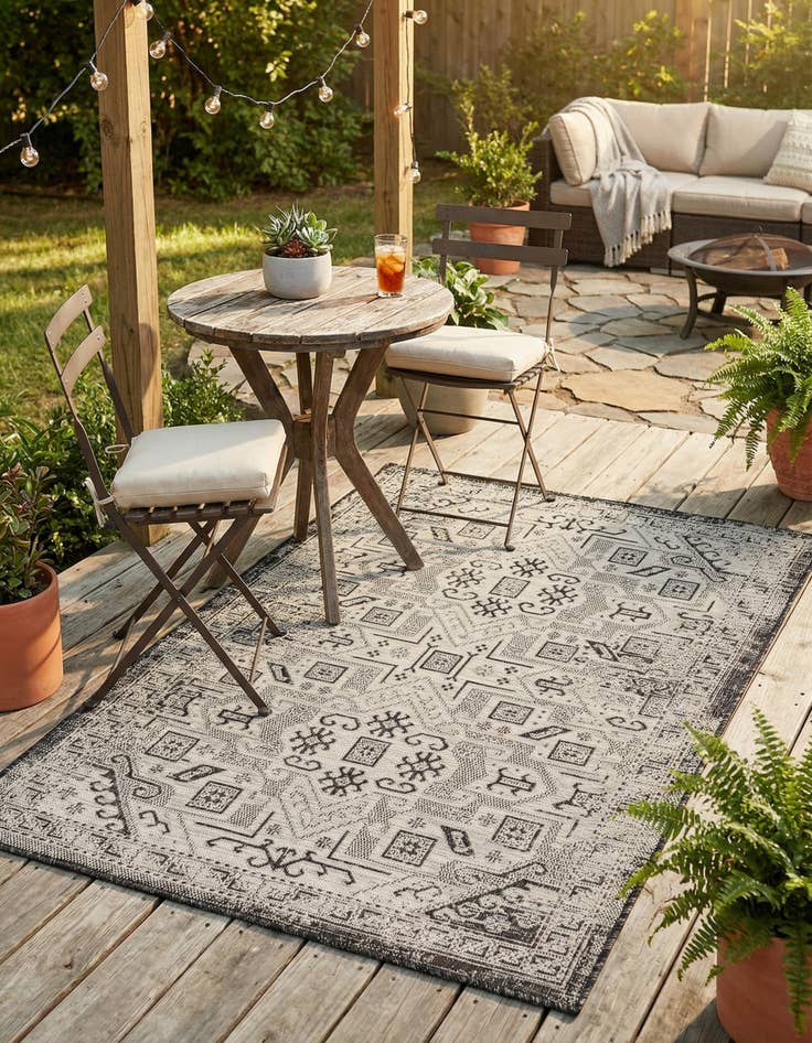 Detail image of 4' x 6'  Washable Aztec Indoor / Outdoor Rug