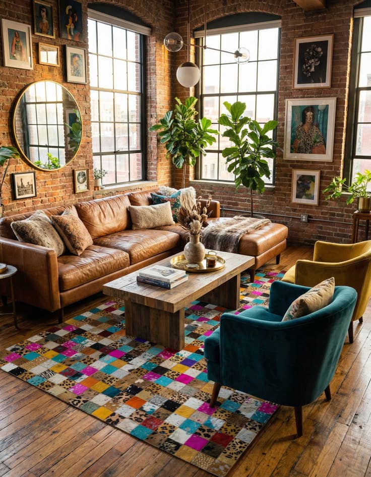 Detail image of 5' 1 x 8' Cowhide Leather Rug