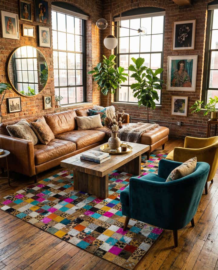 5' 1 x 8' Cowhide Leather Rug