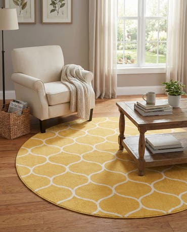  4' x 4' Lattice Frieze Round Rug