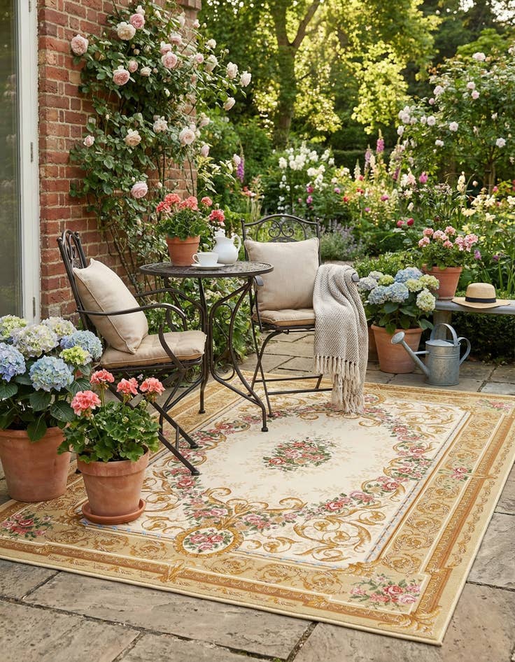 Detail image of 6' x 9'  Washable Traditional Indoor / Outdoor Rug