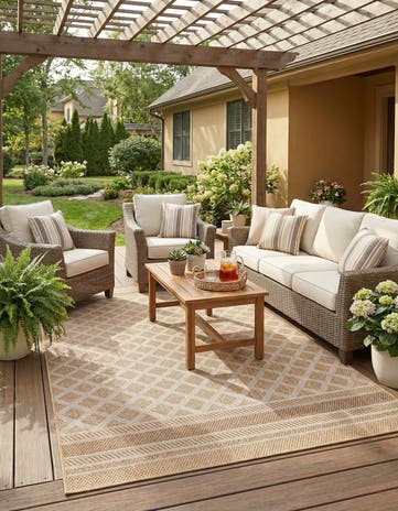 5' 1 x 8' Easy-Clean Lattice Indoor / Outdoor Rug
