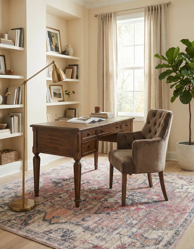 Detail image of 6' x 6'  Washable Nostalgia Square Rug