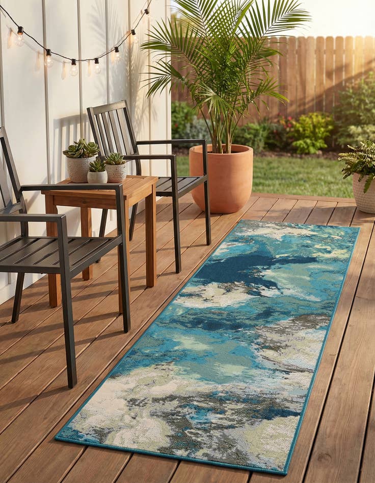 Detail image of 2' x 8' Easy-Clean Modern Indoor / Outdoor Runner Rug