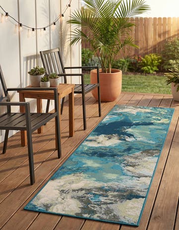 2' x 8' Easy-Clean Modern Indoor / Outdoor Runner Rug