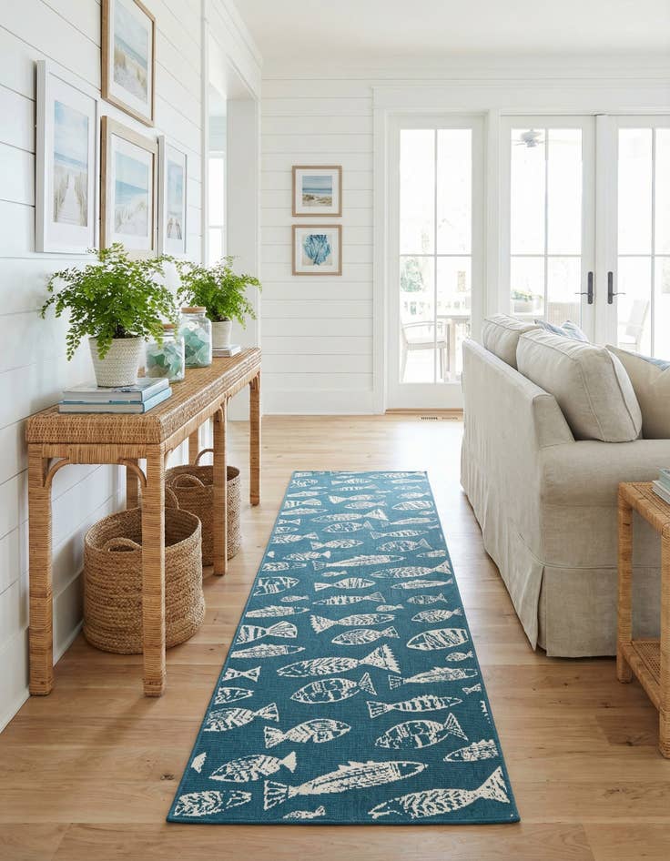 Detail image of 2' 7 x 10' Easy-Clean Coastal Indoor / Outdoor Runner Rug