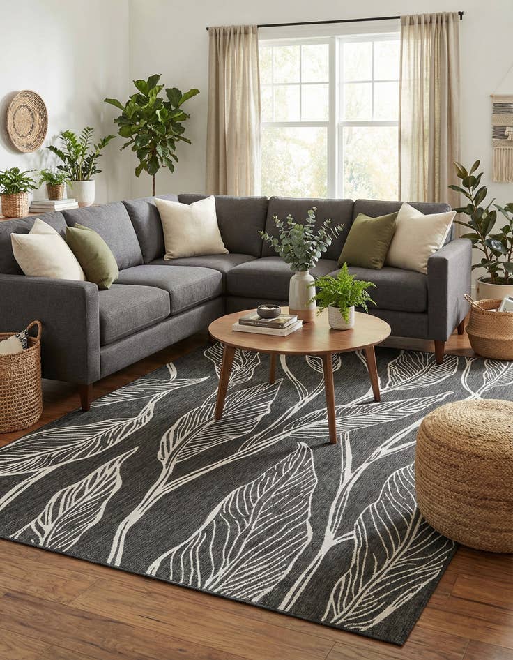 Detail image of 7' 10 x 11'  Washable Botanical Indoor / Outdoor Rug