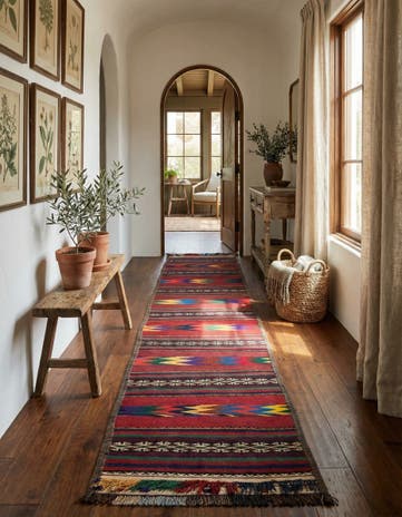 2' x 9' 10 Hand Knotted Kilim Fars Persian Wool Runner Rug