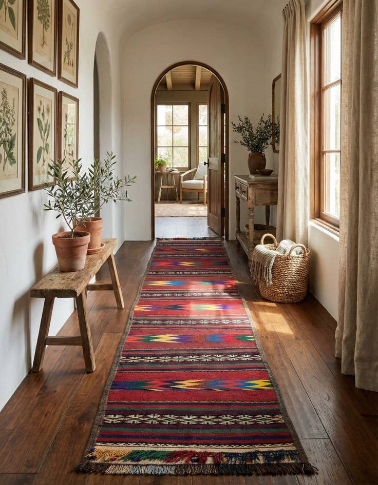 Detail image of 2' x 9' 10  Hand Knotted Kilim Fars Persian Wool Runner Rug