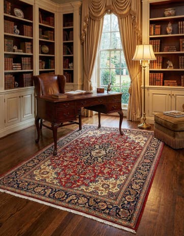 4' 8 x 6' 10 Hand Knotted Qom Persian Rug