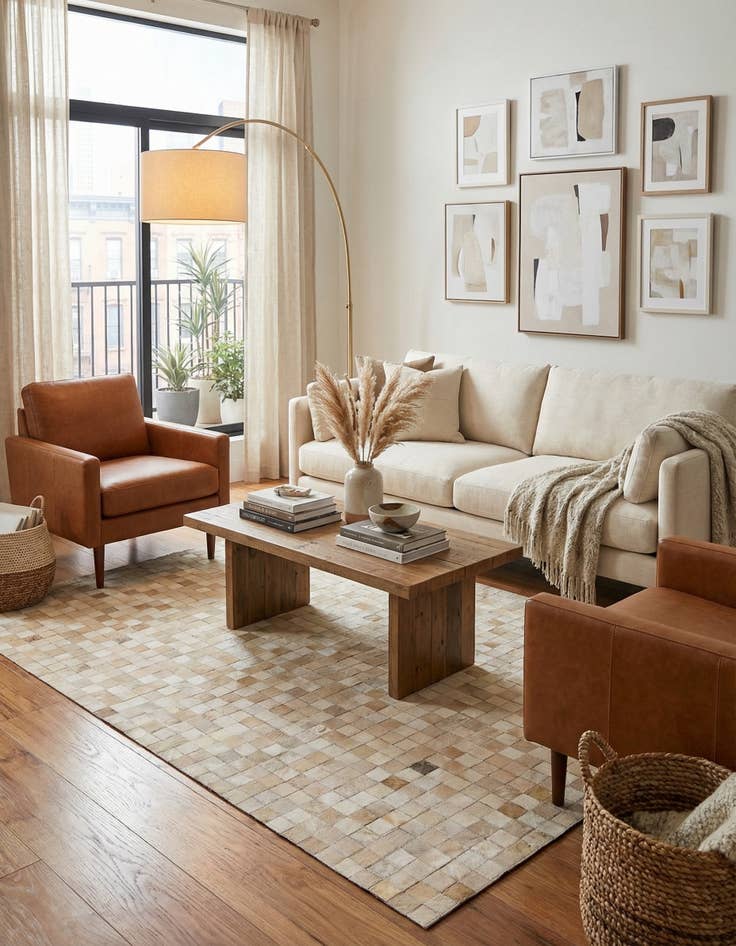 Detail image of 4' x 5' 8 Cowhide Stocks Rug