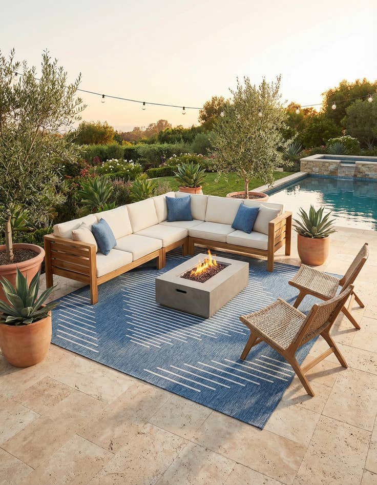 Detail image of 13' x 13'  Washable Modern Indoor / Outdoor Square Rug