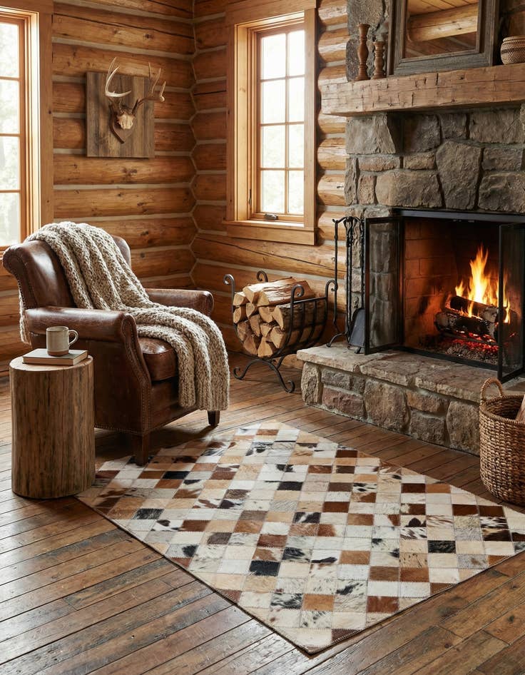 Detail image of  2' x 3' Cowhide Leather Rug