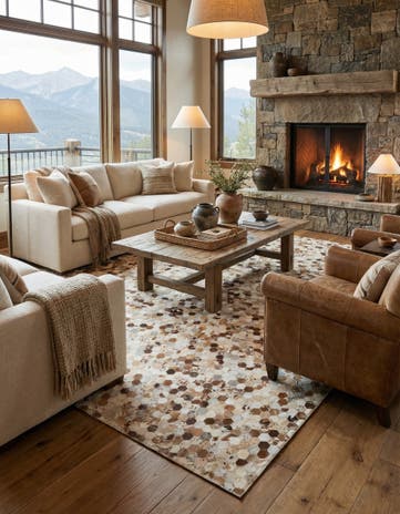 7' 10 x 9' 9 Cowhide Leather Rug