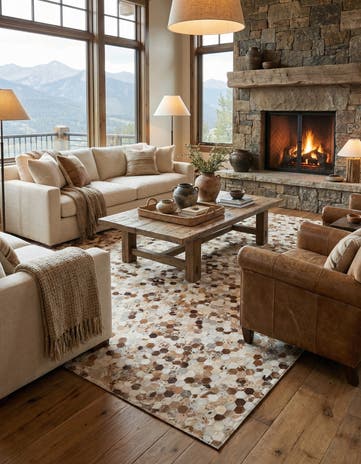 7' 10 x 9' 9 Cowhide Leather Rug