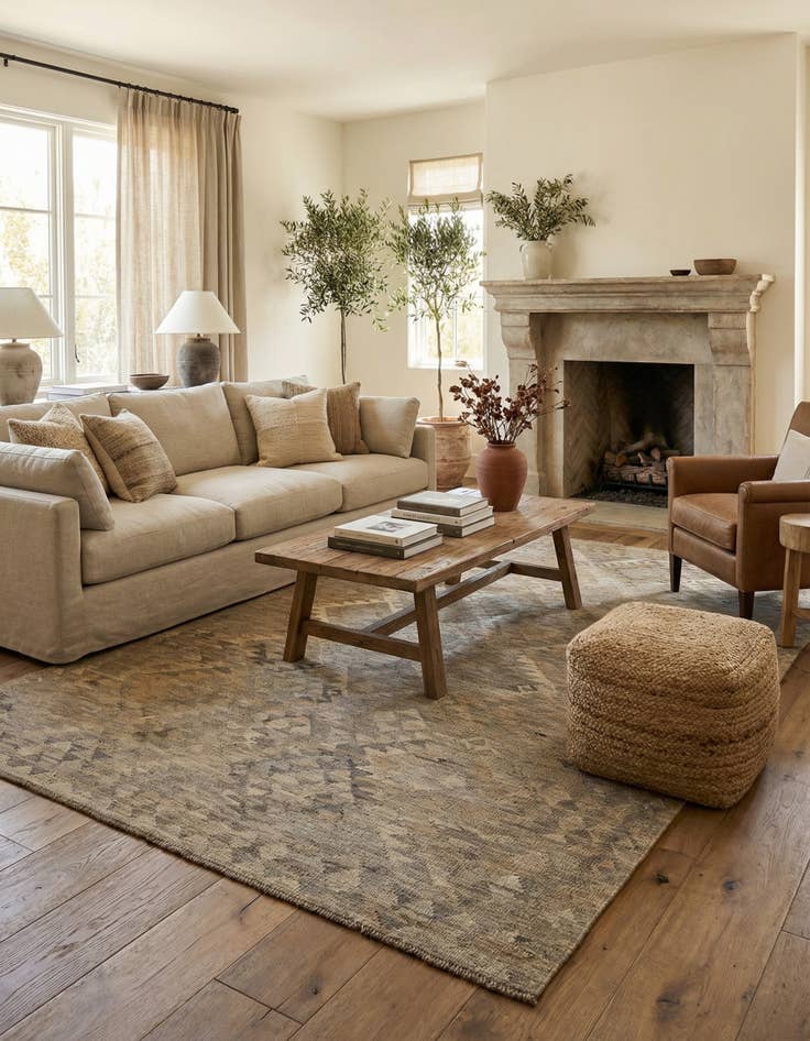 Detail image of 6' 1 x 9' 2 Hand Woven Kilim Maymana Wool Rug