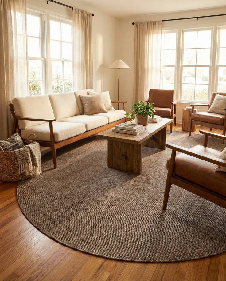 Detail image of 10' x 10' Easy-Clean Solid Indoor / Outdoor Round Rug