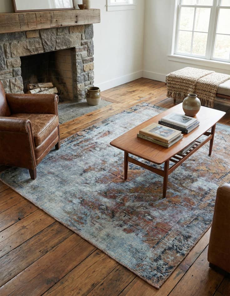 Detail image of 4' x 5' 6  Hand Knotted Ultra Vintage Persian Wool Rug