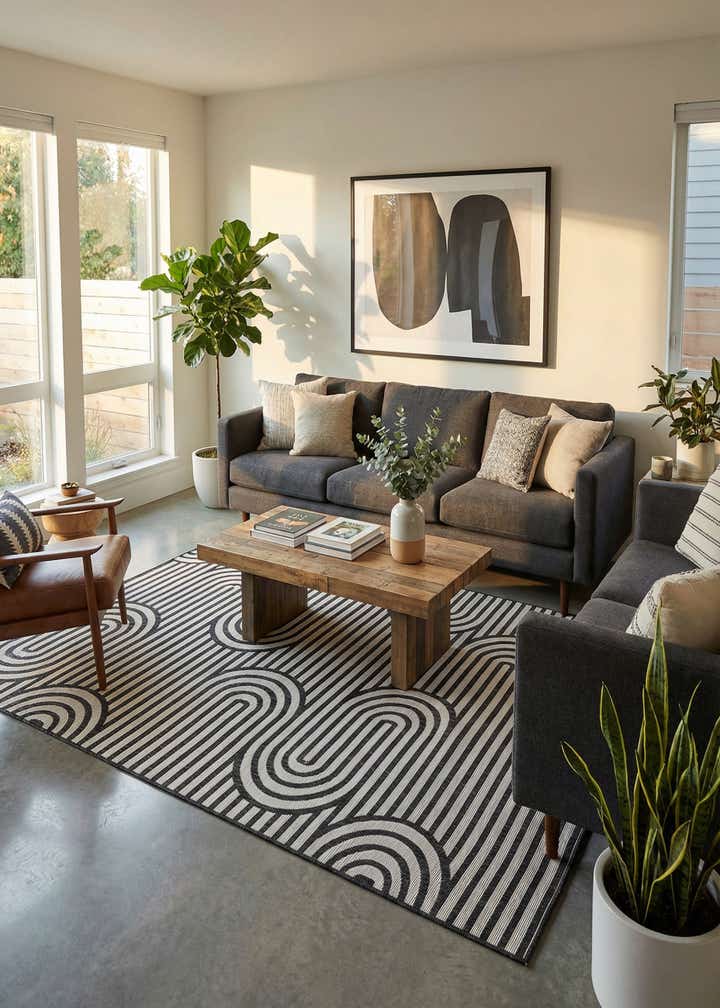7' 10 x 10' Easy-Clean Modern Indoor / Outdoor Rug