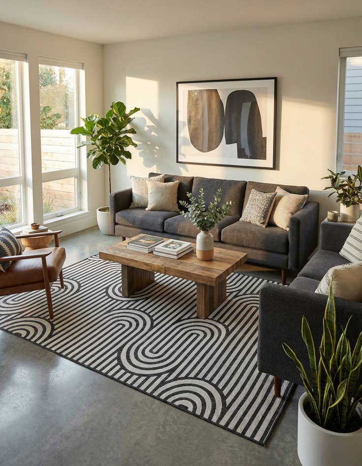 Detail image of  7' 10 x 10'  Washable Modern Indoor / Outdoor Rug