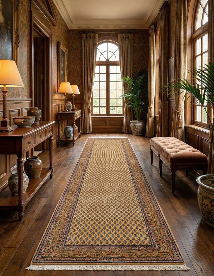 Detail image of  2' 8 x 11' 2  Hand Knotted Mir Wool Runner Rug