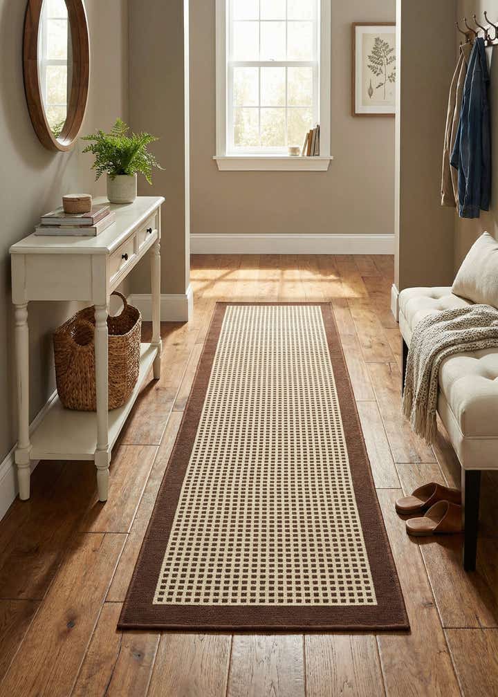 2' x 6' Easy-Clean Border Indoor / Outdoor Runner Rug