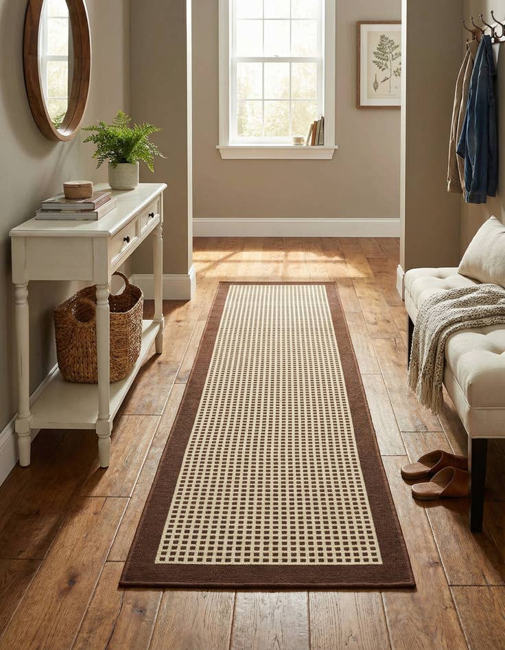 Detail image of 2' x 6'  Washable Border Indoor / Outdoor Runner Rug