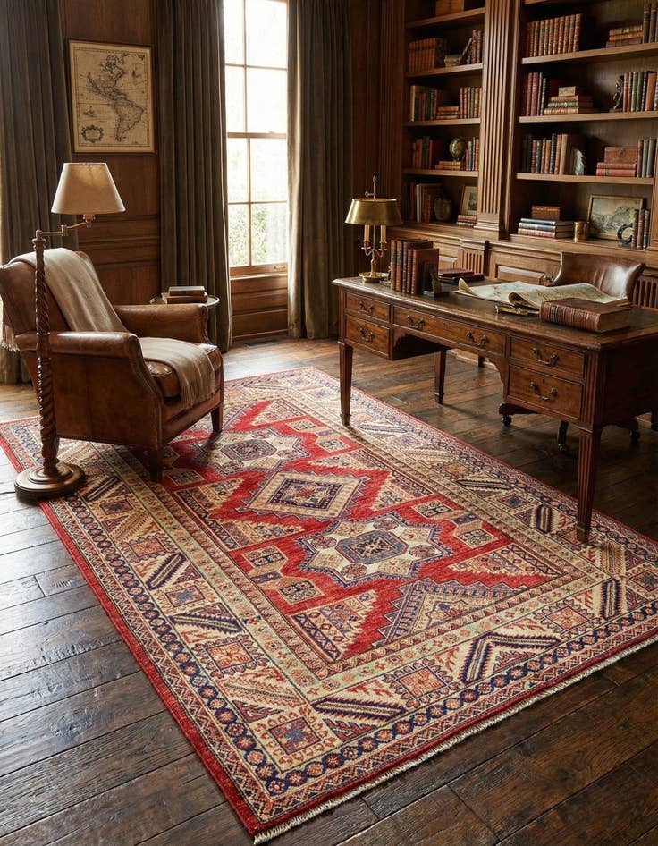 Detail image of 4' 8 x 6' 9 Kazak Wool Rug